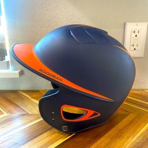 Boombah batting helmet orange and navy